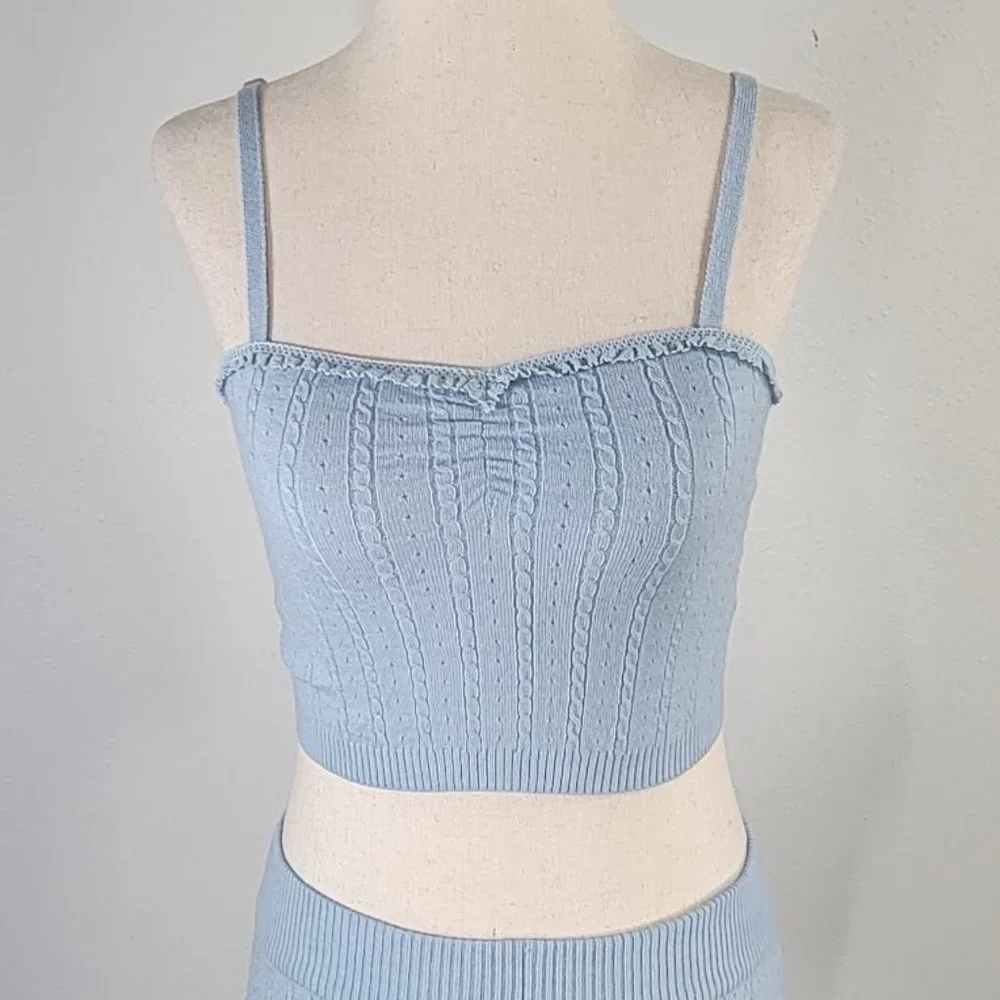 FREE PEOPLE INTIMATELY morning light set pajama knit Sz S NEW - Picture 3 of 9
